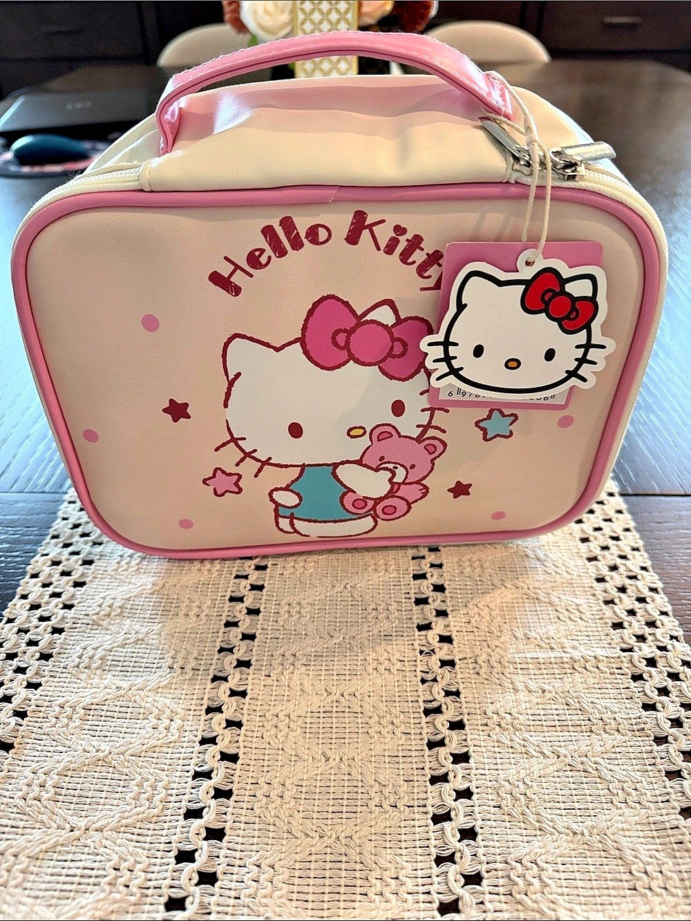 Sanrio Hello Kitty Cosmetic Train Case Pink & White